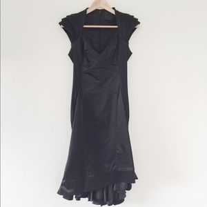 Bebe Black Fitted Midi Length Dress